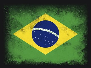 Poster - brazil flag design composition of exploding powder and paint, isolated on a black background for cop