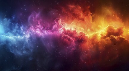 Poster - Colorful digital artwork resembling a cosmic nebula with vibrant hues, ai generated, AI generated