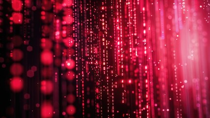 Fototapete - This abstract red matrix background features vibrant lines and glowing effects, ideal for commercial proposals and creative projects. Perfect for dynamic designs.