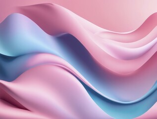Aufkleber - Dynamic abstract digital art with soft pink and blue gradients forming curved, wavy shapes, AI generated