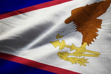 Poster - Ruffled Flag of American Samoa Blowing in Wind