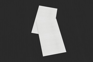 Poster - Two white rectangle shapes overlapping on a dark background, Blank white Business card mockup stacks at grey textured paper background