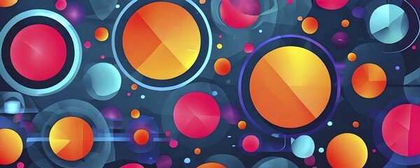 Poster - Abstract geometric illustration of circular shapes and spheres in a minimalist composition, AI generated