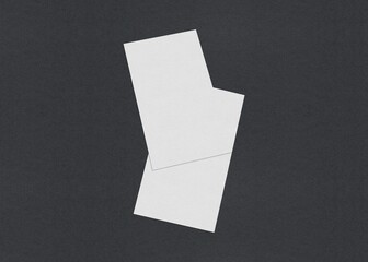 Poster - Two white rectangular sheets partially overlapping on a dark background, Blank white Business card mockup stacks at grey textured paper background