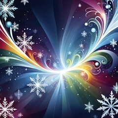 Poster - Abstract illustration wallpaper of different Christmas symbols, vibrant colors and soft swirling textures, AI generated