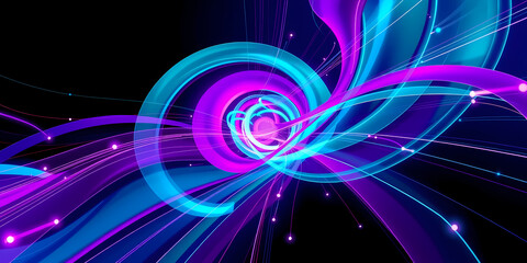 Poster - A suitable name for the image could be Futuristic Neon Waves with Colorful Circles