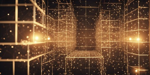Poster - Interconnected cubes symbolizing a blockchain network, AI generated
