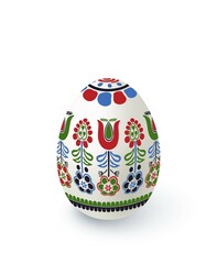 Poster - Floral motif painted Easter egg over white background, vector illustration