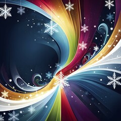 Poster - Abstract illustration wallpaper of different Christmas symbols, vibrant colors and soft swirling textures, AI generated
