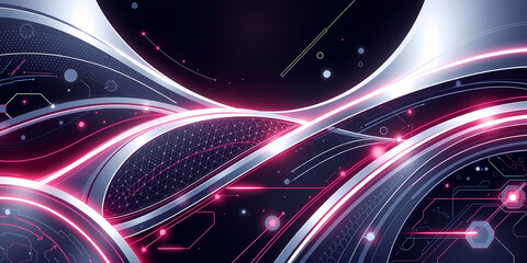 Poster - Glowing abstract background with vibrant lines and futuristic energy