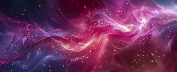 Poster - Abstract digital art with pink and purple flowing patterns and sparkles, creating a dynamic and ethereal effect, AI generated