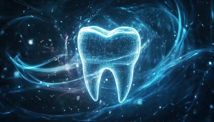 Poster - Abstract Glowing Tooth Design for Dental Care and Medical Technology