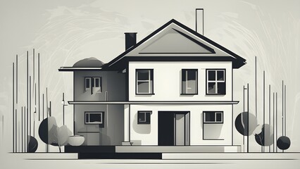 Poster - Abstract wallpaper illustration representing luxury real estate lifestyle with geometric shapes, AI generated