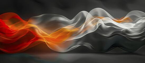 Poster - Abstract digital art with flowing black, white, and orange shapes creating a gradient, AI generated