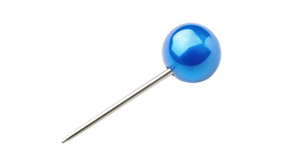 Poster - Blue push pin on transparent background, angled view, ready for use. Transparent background
