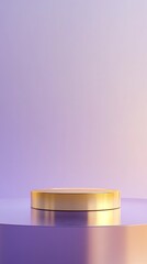 Poster - Shimmering gold podium with sharp geometric edges stands tall against a soft backdrop, reflecting ambient light and inviting artistic expression during a stylish presentation