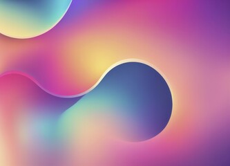 Poster - Vibrant gradient abstract art with smooth transitions between pink, orange, yellow, and blue colors, featuring circular shapes, AI generated