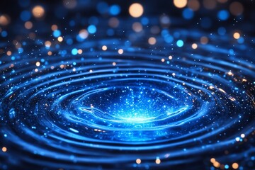 Aufkleber - Colorful ripples in water create a mesmerizing pattern with luminous sparks and bright reflections at night