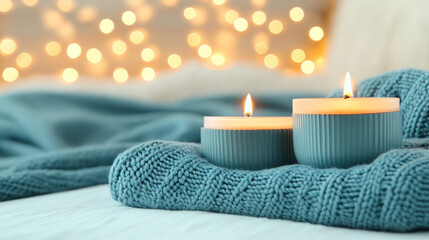 Poster - A high-resolution image of a cozy self-care corner at home with candles, essential oils, and calming books, emphasizing relaxation,