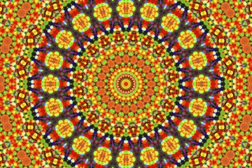 Poster - Bright abstract background with concentric neon pattern