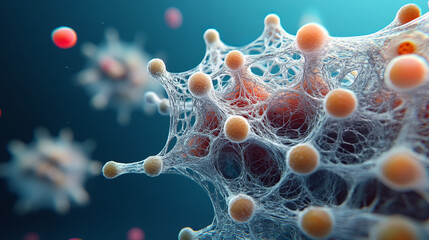 Poster - an illustration of nanomaterial-inspired sea sponge skeleton structures, highlighting their intricat