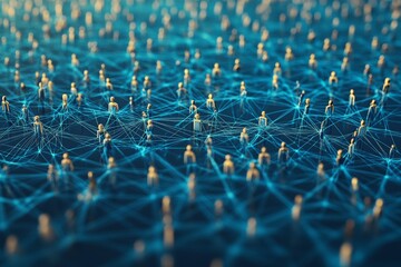 Poster - Visual representation of interconnected figures symbolizing social networks and digital communication