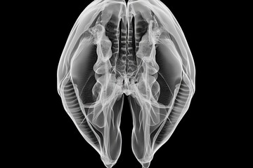 Aufkleber - Detailed anatomical x-ray view of a human skull showcasing intricate bone structure and alignment