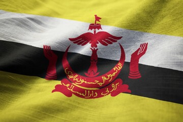 Poster - Ruffled Flag of Brunei Blowing in Wind