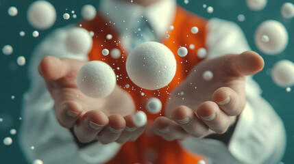 Aufkleber - A close-up shot of a jugglerâ€™s hands tossing multiple objects in perfect synchronization, emphasizing dexterity and showmanship,