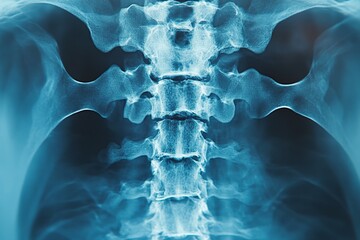 Aufkleber - Detailed examination of a human spine highlighting vertebrae and intervertebral discs in a medical context