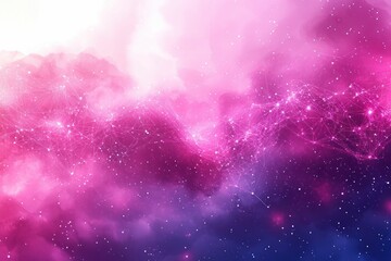 Poster - Pink purple nebula cosmic network glowing