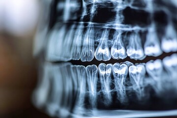 Poster - Detailed dental X-ray showing teeth structure and alignment in a human jaw