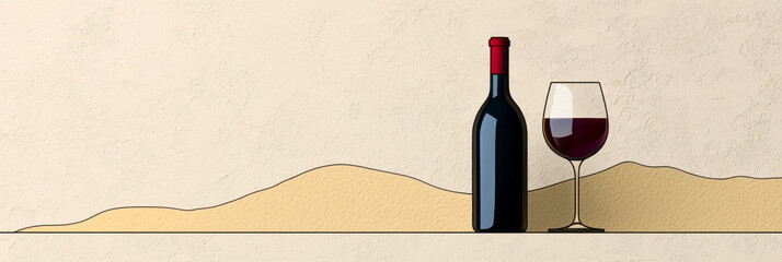 Poster - A minimalist graphic of a stylized wine bottle and glass outline, highlighting the elegant final product of the complex winemaking journey,