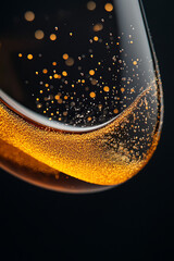 Poster - A detailed macro shot of sediment and wine crystals forming inside a glass, illustrating the chemistry and character of aged wines,