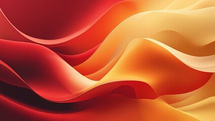 Poster - Red and Yellow Wave with Silk Texture and Fluid Motion
