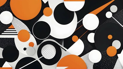 Poster - Abstract minimalist illustration wallpaper design accentuated with vibrant orange color, AI generated