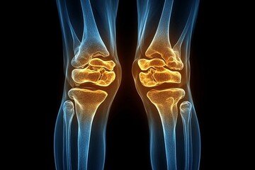 Poster - Detailed illustration of human knees showcasing anatomical features and joint structure in a medical context