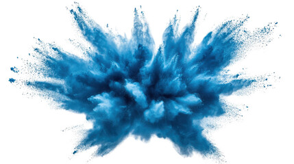 Poster - Blue powder exploding creating colorful smoke on transparent background. Transparent background