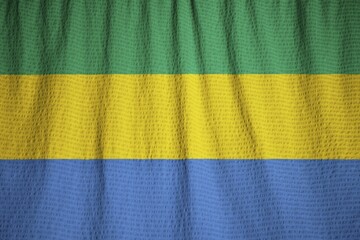 Poster - Closeup of Ruffled Gabon Flag, Gabon Flag Blowing in Wind