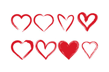 Wall Mural - vector heart shape frame with brush painting isolated on white background