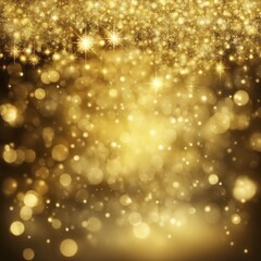 Poster - A mesmerizing scene of golden bokeh lights and sparkles creating a shimmering festive atmosphere, AI generated