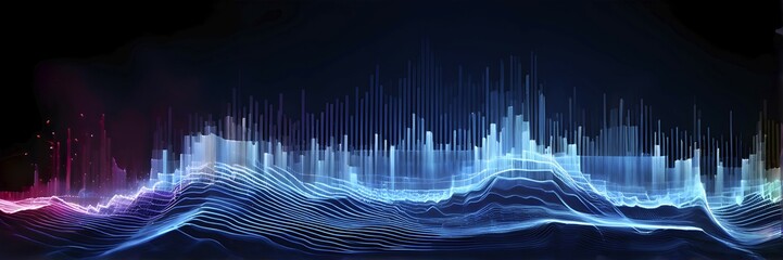 Poster - AI generated abstract art conveying sound waves and digital particles