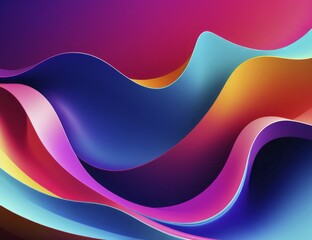 Poster - Bright and dynamic abstract waves with a vibrant gradient color scheme creating a fluid and energetic atmosphere, AI generated
