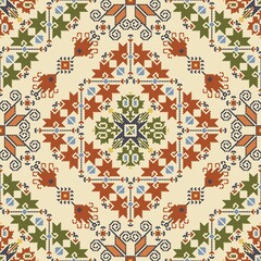Leinwandbilder - Traditional Bulgarian embroidery vector pattern