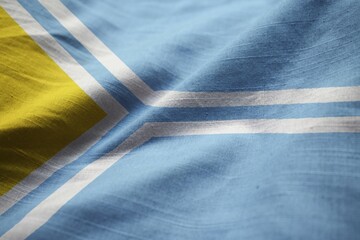 Poster - Closeup of Ruffled Tuva Flag, Tuva Flag Blowing in Wind