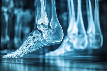 Poster - X-ray view of a human foot showcasing bone structure and joint alignment in a clinical setting