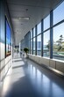 © Stefan Schurr/imageBROKER - Long empty corridor in a modern hospital with natural light, AI generated, modern, architecture