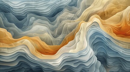Poster - Soothing abstract wavy texture resembling layered geological formations in pastel colors, ai generated, AI generated