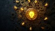 © Windi - Illuminated Idea Gears, bulbs, dark background, innovation concept