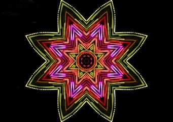Poster - Black background with abstract bright color star